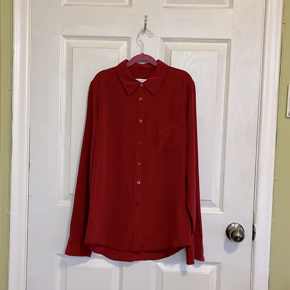 Equipment wine-coloured silk button-up shirt - Picture 1 of 4